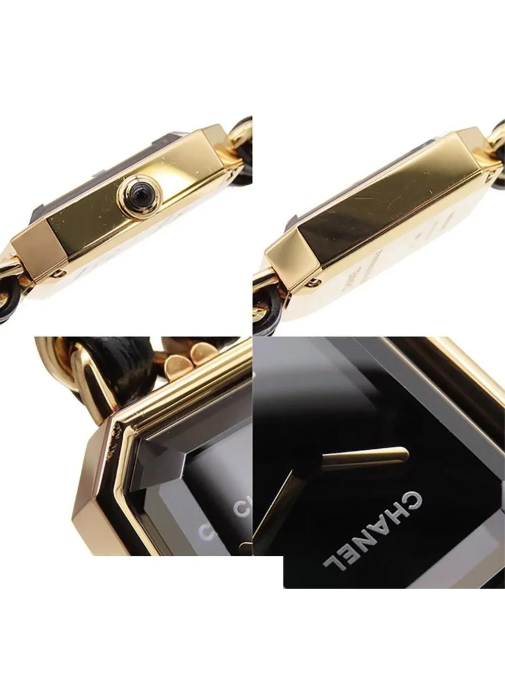 Chanel Premiere Edition Original Black SS Leather M Card Watch Quartz